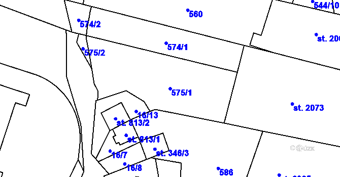 Parcela st. 575/1 v KÚ Kyjov, Katastrální mapa