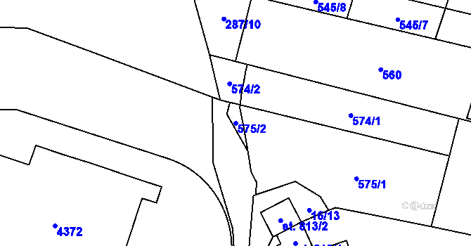 Parcela st. 575/2 v KÚ Kyjov, Katastrální mapa