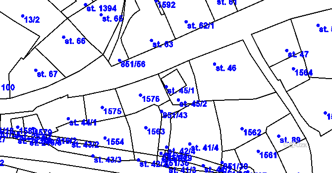Parcela st. 45/1 v KÚ Nětčice u Kyjova, Katastrální mapa