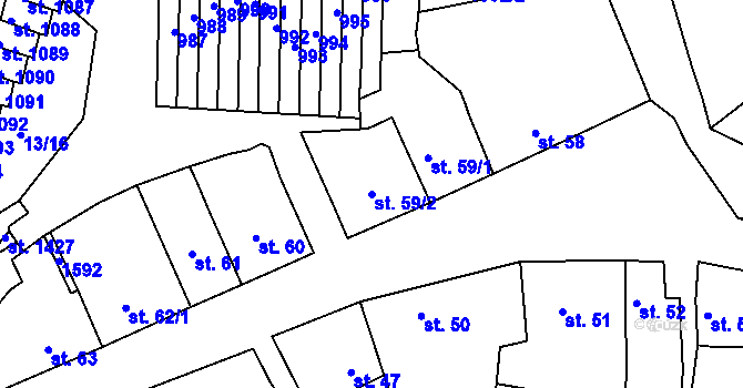 Parcela st. 59/2 v KÚ Nětčice u Kyjova, Katastrální mapa