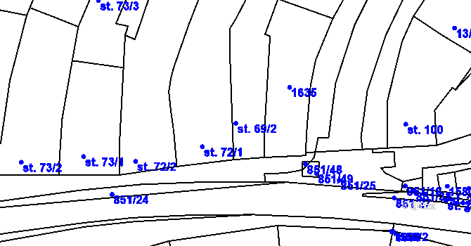 Parcela st. 69/2 v KÚ Nětčice u Kyjova, Katastrální mapa