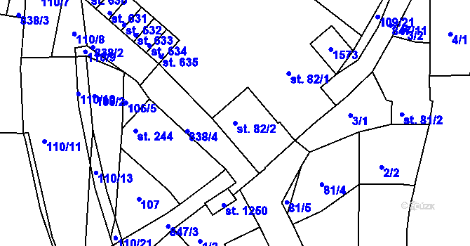 Parcela st. 82/2 v KÚ Nětčice u Kyjova, Katastrální mapa