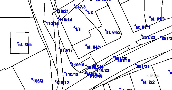 Parcela st. 84/1 v KÚ Nětčice u Kyjova, Katastrální mapa