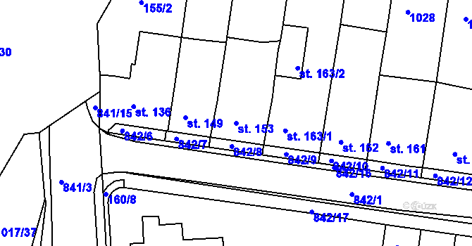 Parcela st. 153 v KÚ Nětčice u Kyjova, Katastrální mapa