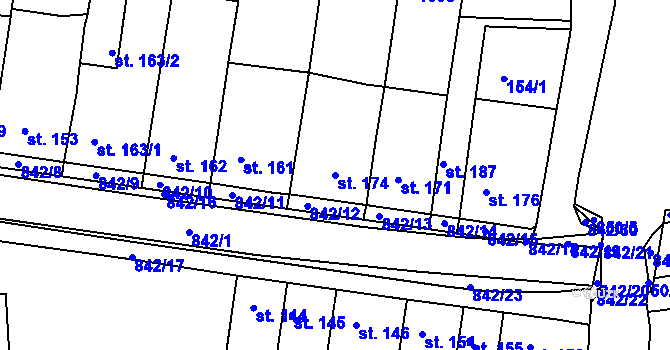 Parcela st. 174 v KÚ Nětčice u Kyjova, Katastrální mapa