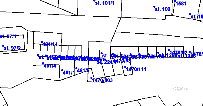Parcela st. 225 v KÚ Nětčice u Kyjova, Katastrální mapa