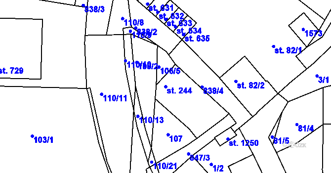 Parcela st. 244 v KÚ Nětčice u Kyjova, Katastrální mapa