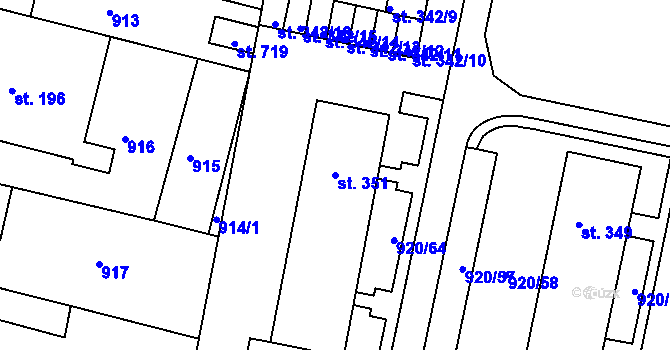 Parcela st. 351 v KÚ Nětčice u Kyjova, Katastrální mapa