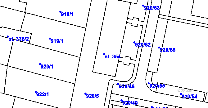 Parcela st. 354 v KÚ Nětčice u Kyjova, Katastrální mapa