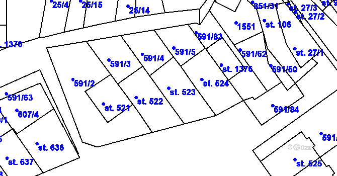 Parcela st. 523 v KÚ Nětčice u Kyjova, Katastrální mapa