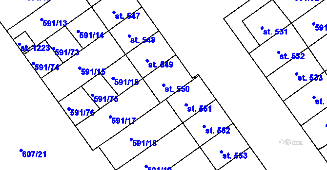 Parcela st. 550 v KÚ Nětčice u Kyjova, Katastrální mapa