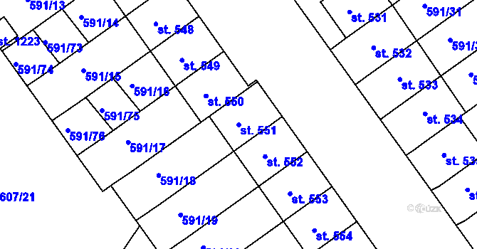 Parcela st. 551 v KÚ Nětčice u Kyjova, Katastrální mapa