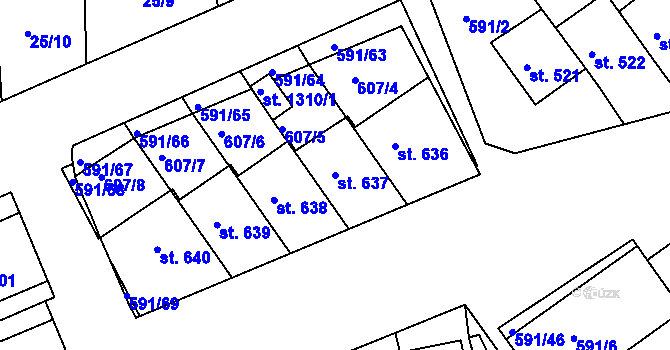 Parcela st. 637 v KÚ Nětčice u Kyjova, Katastrální mapa