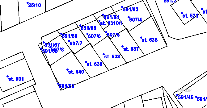 Parcela st. 638 v KÚ Nětčice u Kyjova, Katastrální mapa