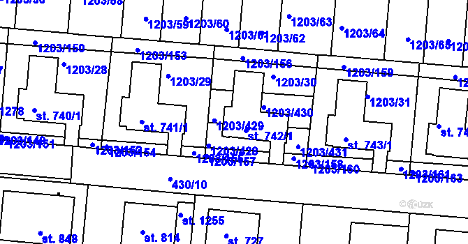 Parcela st. 742/1 v KÚ Nětčice u Kyjova, Katastrální mapa