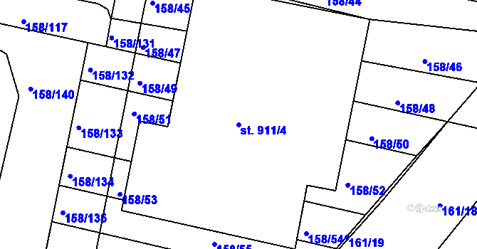 Parcela st. 911/4 v KÚ Nětčice u Kyjova, Katastrální mapa