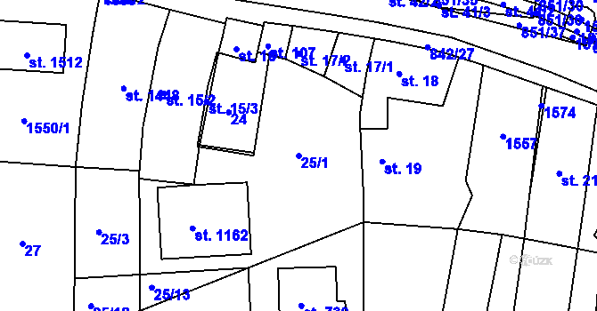 Parcela st. 25/1 v KÚ Nětčice u Kyjova, Katastrální mapa