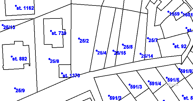 Parcela st. 25/4 v KÚ Nětčice u Kyjova, Katastrální mapa
