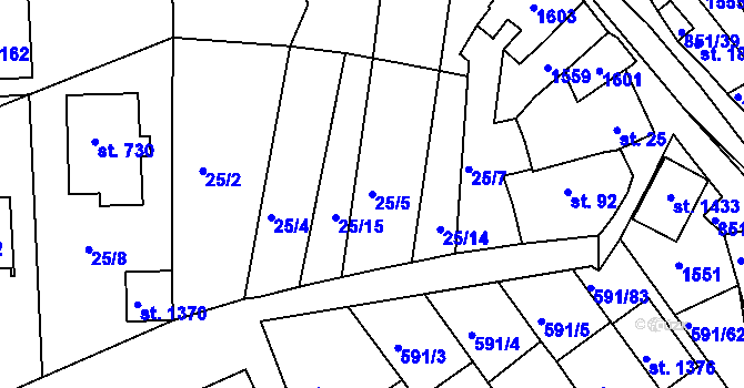 Parcela st. 25/5 v KÚ Nětčice u Kyjova, Katastrální mapa