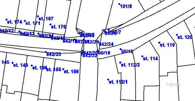 Parcela st. 50/18 v KÚ Nětčice u Kyjova, Katastrální mapa