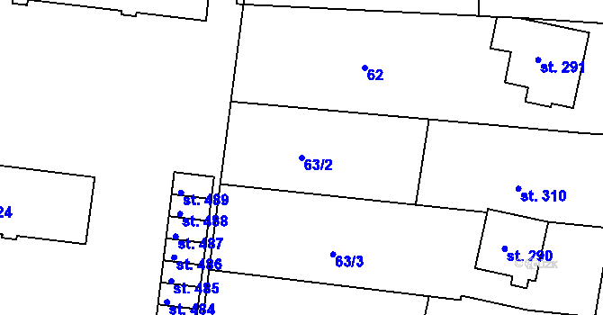 Parcela st. 63/2 v KÚ Nětčice u Kyjova, Katastrální mapa