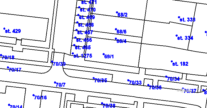 Parcela st. 69/1 v KÚ Nětčice u Kyjova, Katastrální mapa