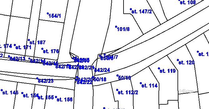 Parcela st. 101/7 v KÚ Nětčice u Kyjova, Katastrální mapa