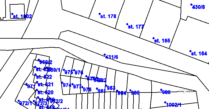 Parcela st. 431/6 v KÚ Nětčice u Kyjova, Katastrální mapa