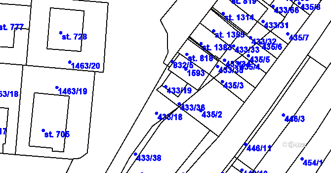 Parcela st. 433/19 v KÚ Nětčice u Kyjova, Katastrální mapa