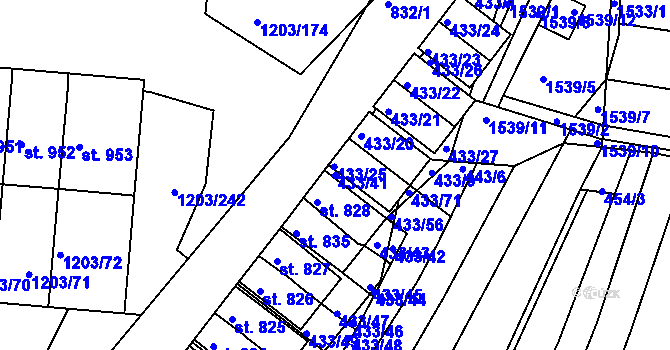 Parcela st. 433/41 v KÚ Nětčice u Kyjova, Katastrální mapa