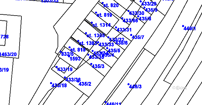 Parcela st. 435/4 v KÚ Nětčice u Kyjova, Katastrální mapa