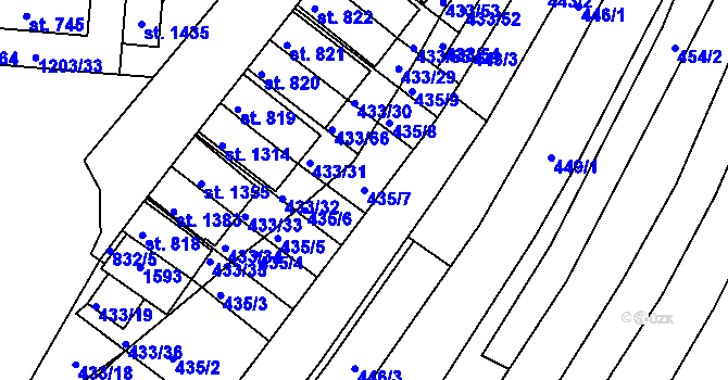 Parcela st. 435/7 v KÚ Nětčice u Kyjova, Katastrální mapa