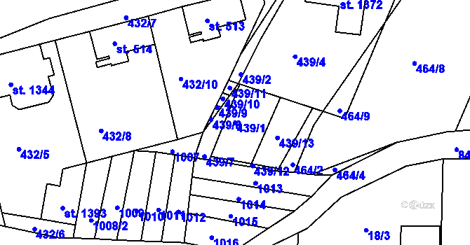 Parcela st. 439/1 v KÚ Nětčice u Kyjova, Katastrální mapa
