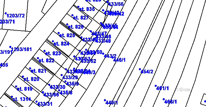 Parcela st. 443/2 v KÚ Nětčice u Kyjova, Katastrální mapa