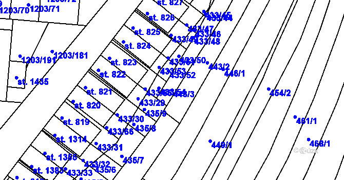 Parcela st. 443/3 v KÚ Nětčice u Kyjova, Katastrální mapa
