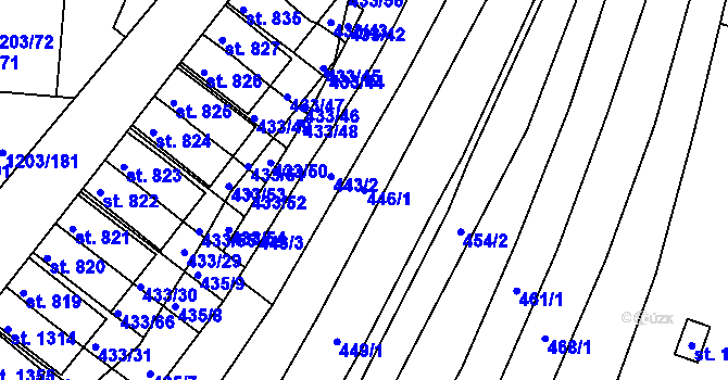 Parcela st. 446/1 v KÚ Nětčice u Kyjova, Katastrální mapa