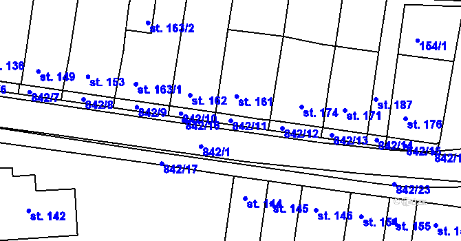 Parcela st. 842/11 v KÚ Nětčice u Kyjova, Katastrální mapa