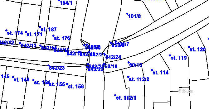 Parcela st. 842/24 v KÚ Nětčice u Kyjova, Katastrální mapa
