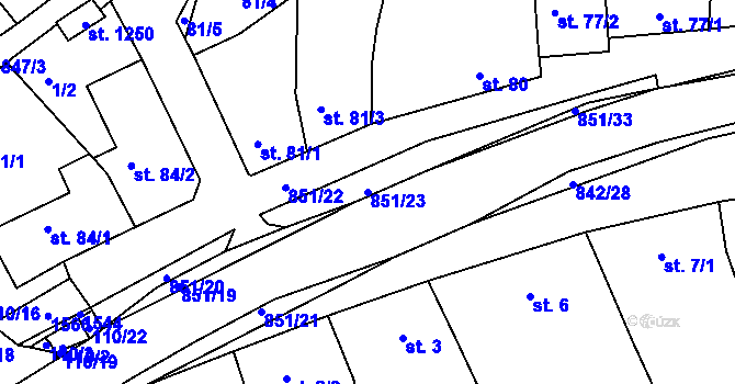 Parcela st. 851/23 v KÚ Nětčice u Kyjova, Katastrální mapa
