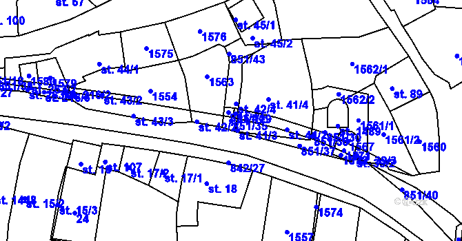 Parcela st. 851/35 v KÚ Nětčice u Kyjova, Katastrální mapa