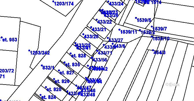 Parcela st. 433/71 v KÚ Nětčice u Kyjova, Katastrální mapa