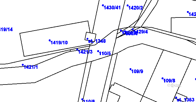 Parcela st. 110/5 v KÚ Nětčice u Kyjova, Katastrální mapa