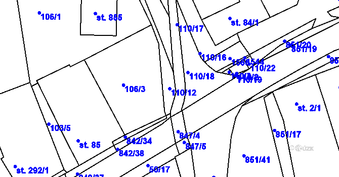 Parcela st. 110/12 v KÚ Nětčice u Kyjova, Katastrální mapa