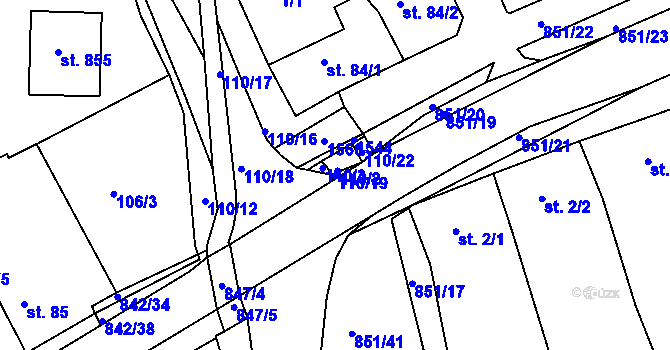 Parcela st. 110/19 v KÚ Nětčice u Kyjova, Katastrální mapa