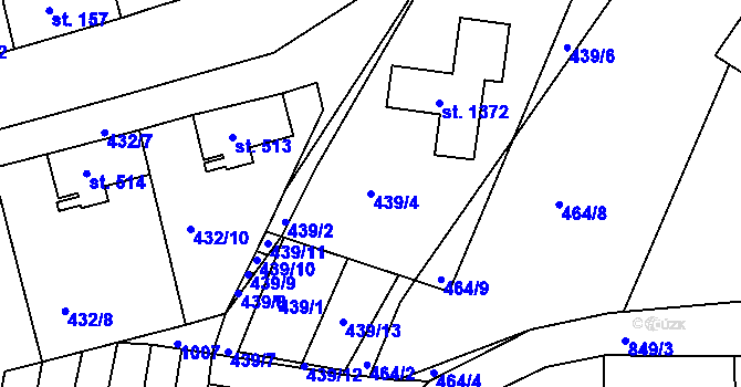 Parcela st. 439/4 v KÚ Nětčice u Kyjova, Katastrální mapa