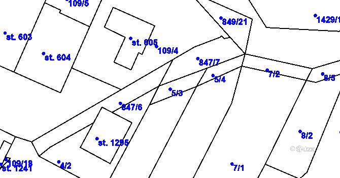 Parcela st. 5/3 v KÚ Nětčice u Kyjova, Katastrální mapa