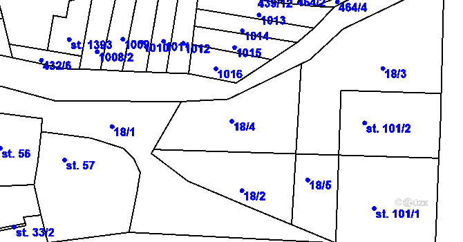 Parcela st. 18/4 v KÚ Nětčice u Kyjova, Katastrální mapa