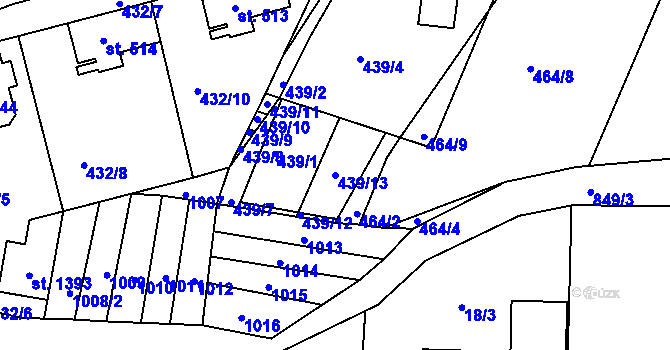 Parcela st. 439/13 v KÚ Nětčice u Kyjova, Katastrální mapa