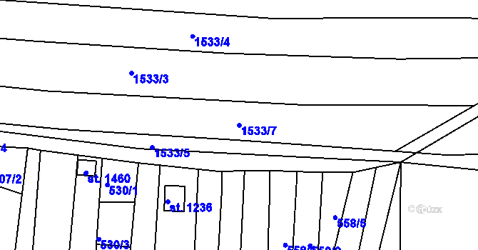 Parcela st. 1533/7 v KÚ Nětčice u Kyjova, Katastrální mapa