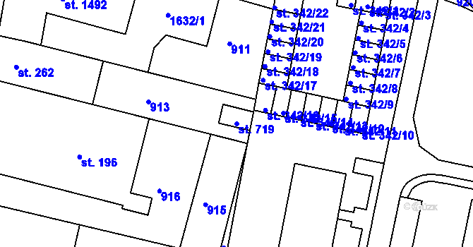 Parcela st. 719 v KÚ Nětčice u Kyjova, Katastrální mapa